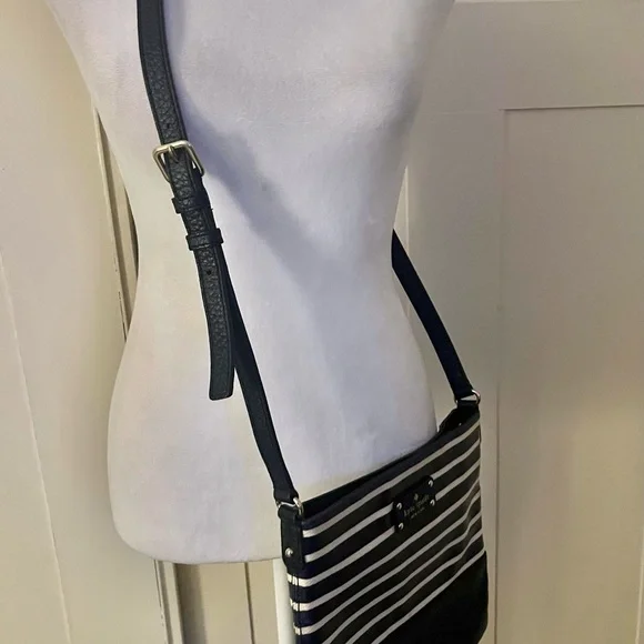 Kate Spade Navy and White Striped Crossbody Bag - Picture 6 of 9